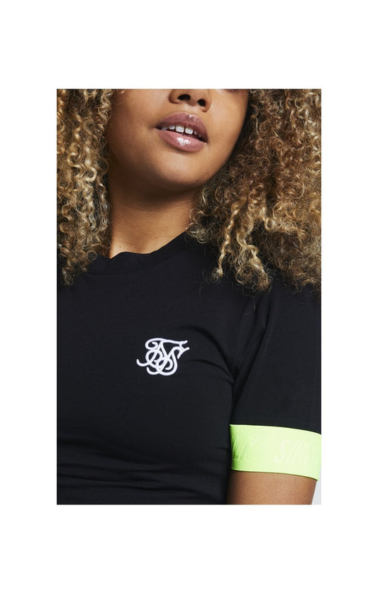 SikSilk Camiseta Crop con Cinta Neón - Negro