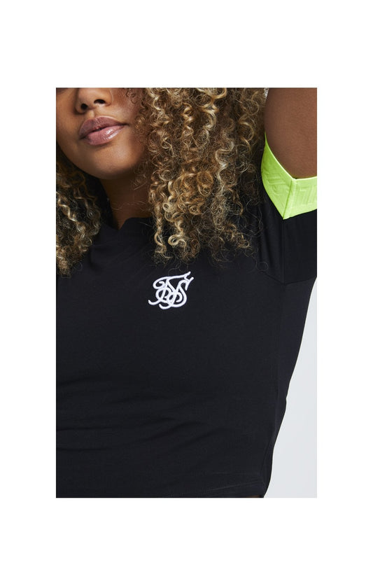 SikSilk Camiseta Crop con Cinta Neón - Negro
