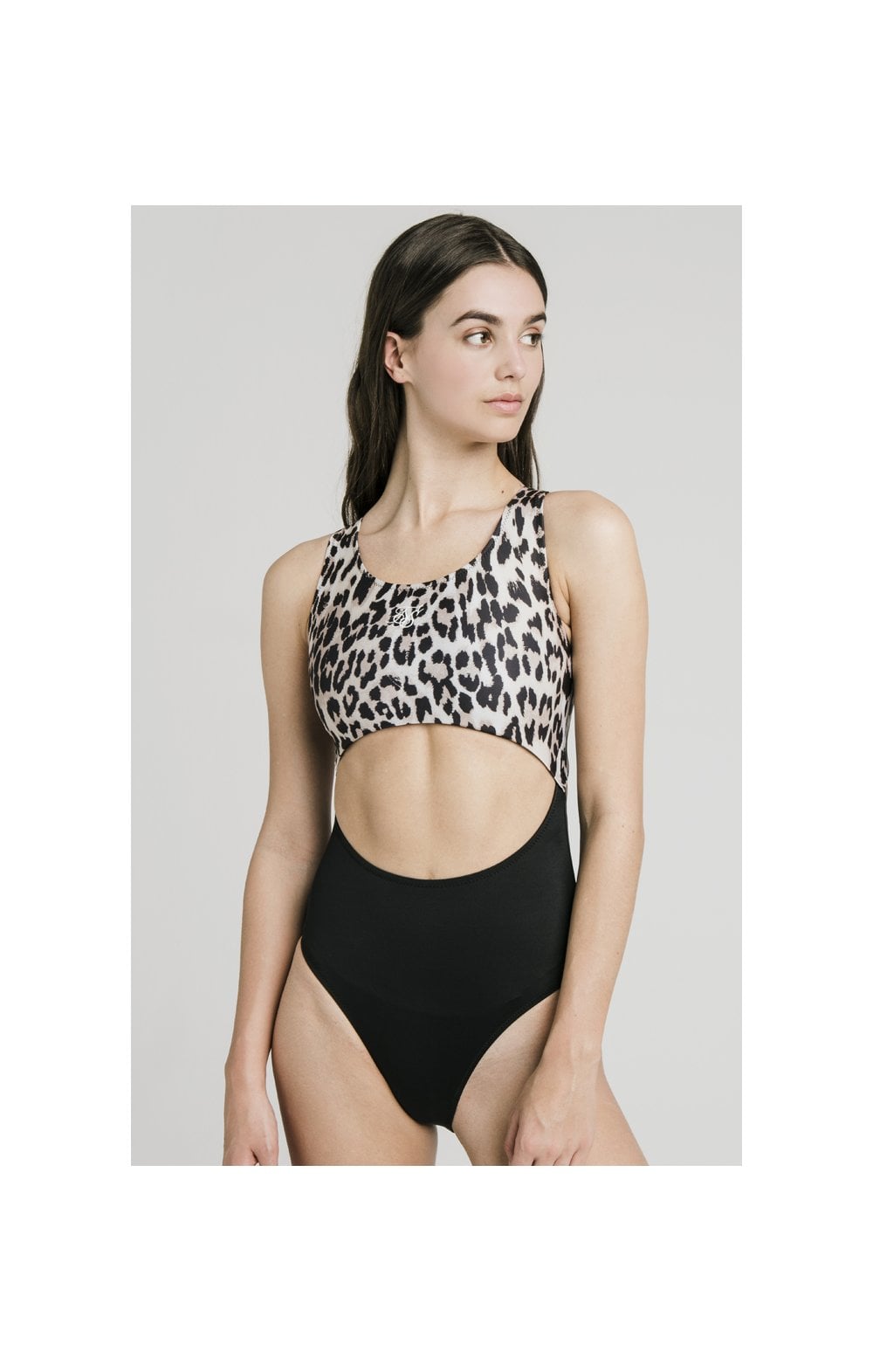 Laad de afbeelding in de Galerij viewer, SikSilk Cut Out Swimsuit – Black &amp; Leopard