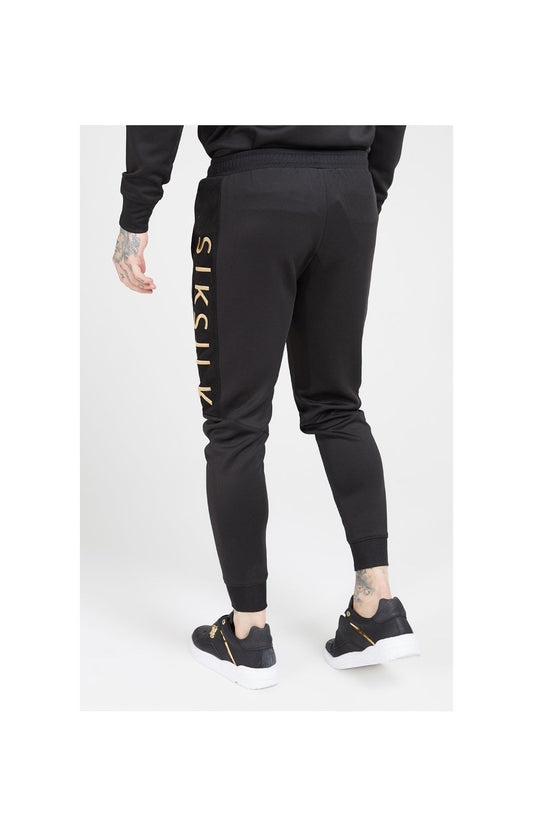 SikSilk Pantalones Ajustados con Panel a un lado y Puños  Negro y Dorado