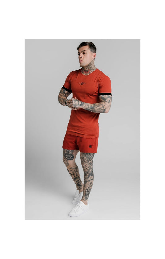 SikSilk Inset Elastic Cuff Gym Tee – Red