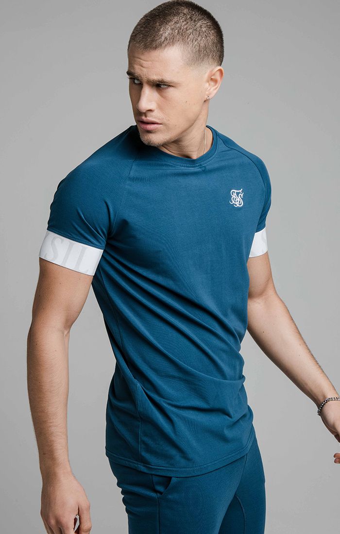 Laad de afbeelding in de Galerij viewer, Navy Dynamic Elastic Cuff T-Shirt