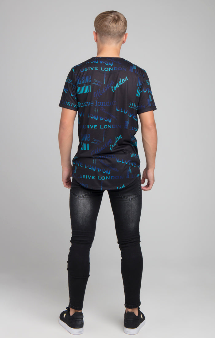 Laad de afbeelding in de Galerij viewer, Boys Illusive Black Logo Printed T-Shirt (4)