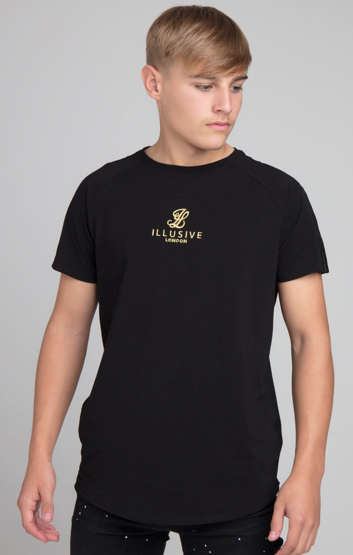 Laad de afbeelding in de Galerij viewer, Boys Illusive Black Taped Raglan T-Shirt