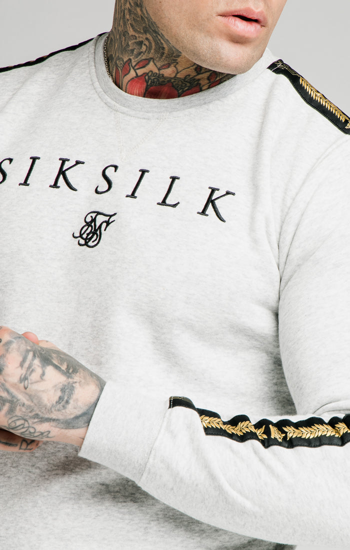 Laad de afbeelding in de Galerij viewer, SikSilk Prestige Crew Sweat - Grey Marl (1)