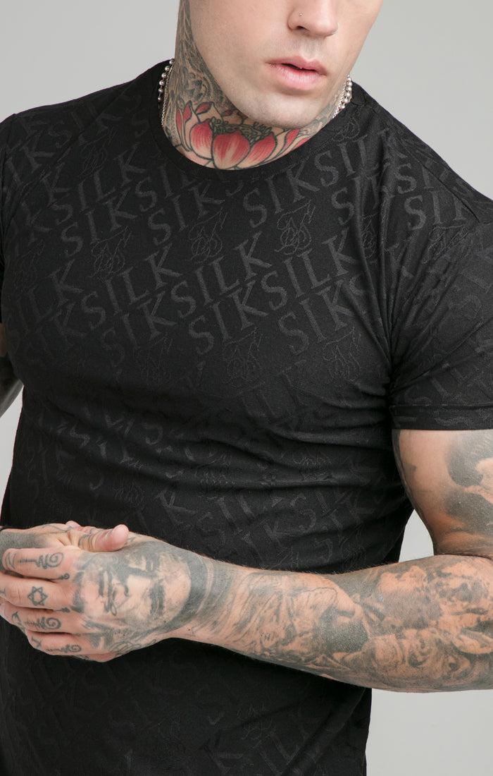 Laad de afbeelding in de Galerij viewer, Black Print Muscle Fit T-Shirt (2)