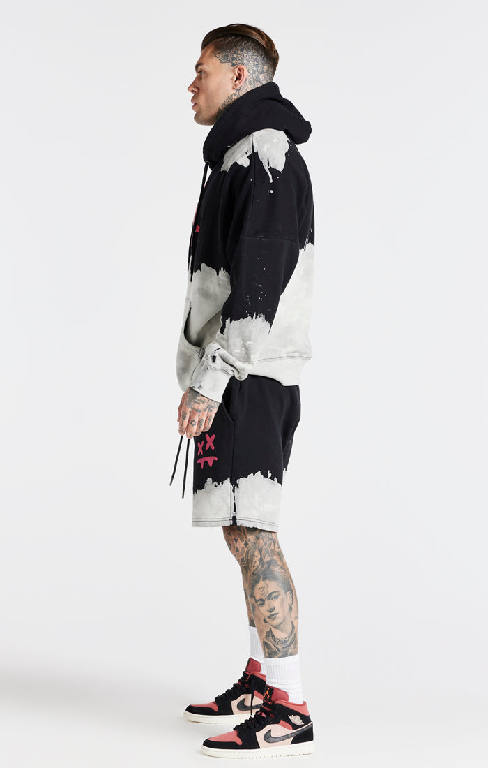 Laad de afbeelding in de Galerij viewer, SikSilk X Steve Aoki Oversized Bleach Wash Hoodie - Black &amp; White (5)