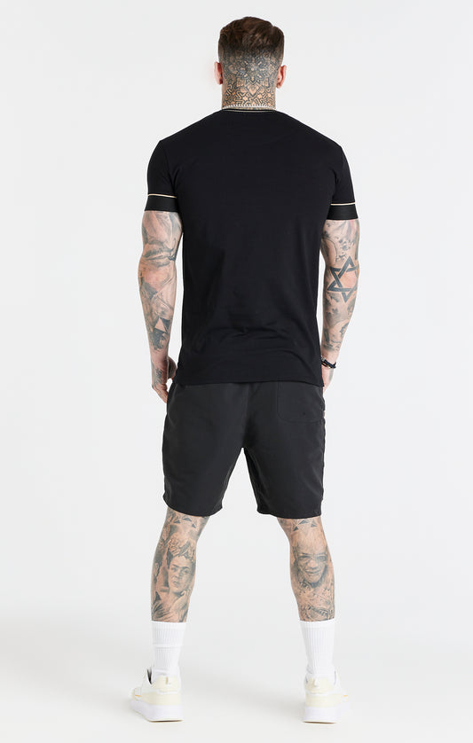 Camiseta técnica SikSilk Division con dobladillo recto - Negro