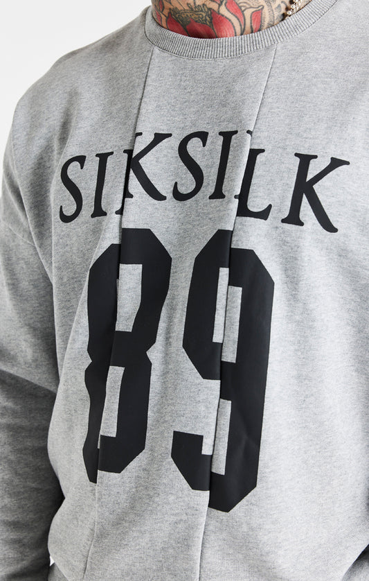 Sudadera SikSilk con cuello redondo y tejido fabricado a medida con el logotipo - Gris jaspeado