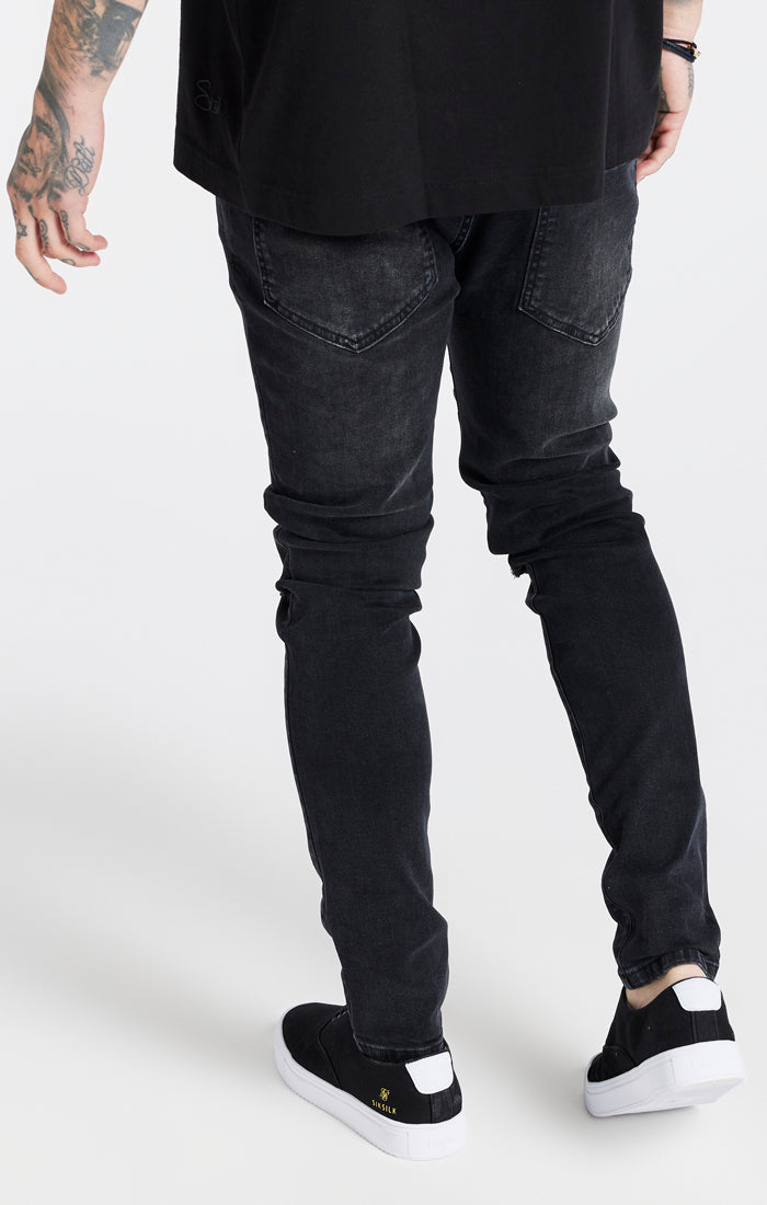 Laad de afbeelding in de Galerij viewer, Black Washed Distressed Slim Fit Jean (2)