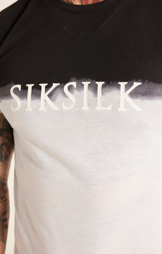 Camiseta SikSilk con degradado dip-dye - Blanco y negro