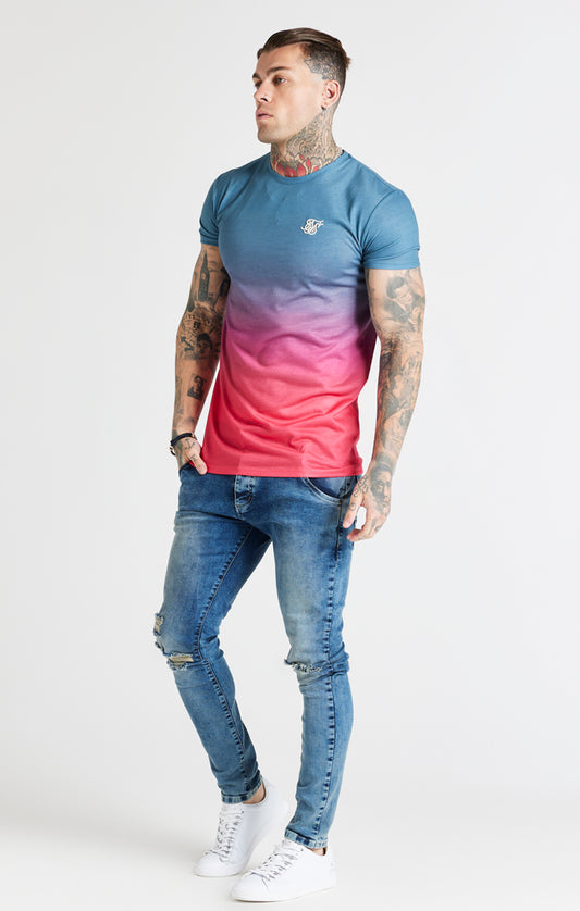 Camiseta SikSilk con degradado y dobladillo recto - Gris y rosa