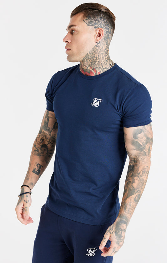 Camiseta de deporte SikSilk de manga corta - Azul marino