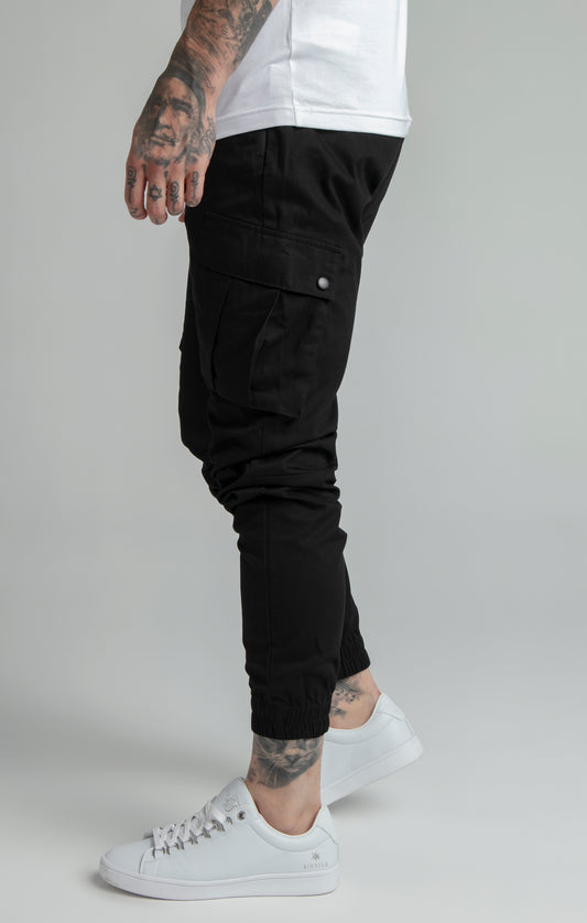 Pantalón cargo SikSilk con tobillo ajustado - Negro