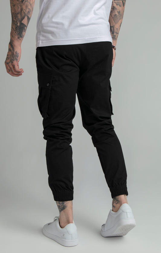 Pantalón cargo SikSilk con tobillo ajustado - Negro