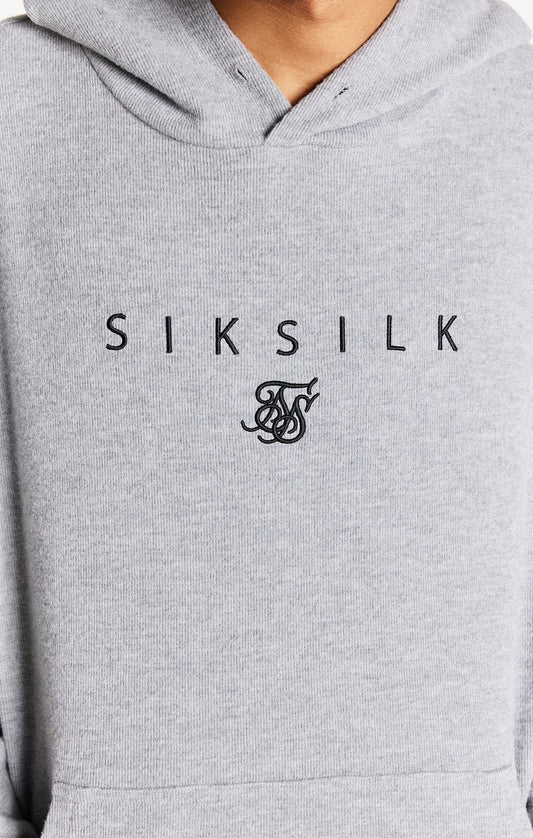 Sudadera SikSilk Essential con canalé y capucha - Gris jaspeado