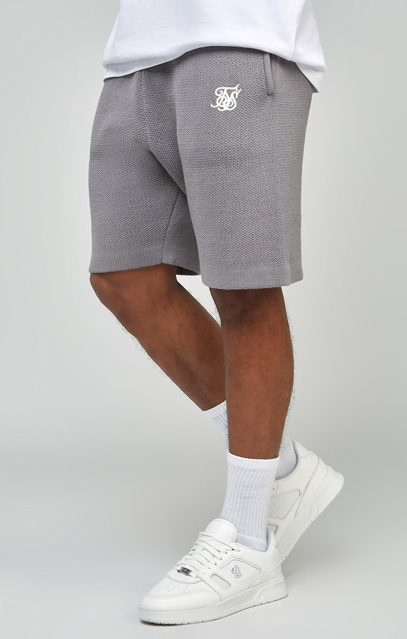 Laad de afbeelding in de Galerij viewer, Grey Knitted Shorts