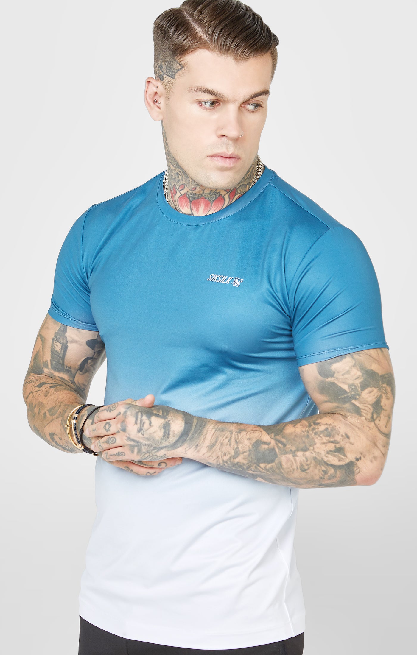 Laad de afbeelding in de Galerij viewer, Camiseta Verde Azulado Sports Fade Muscle Fit