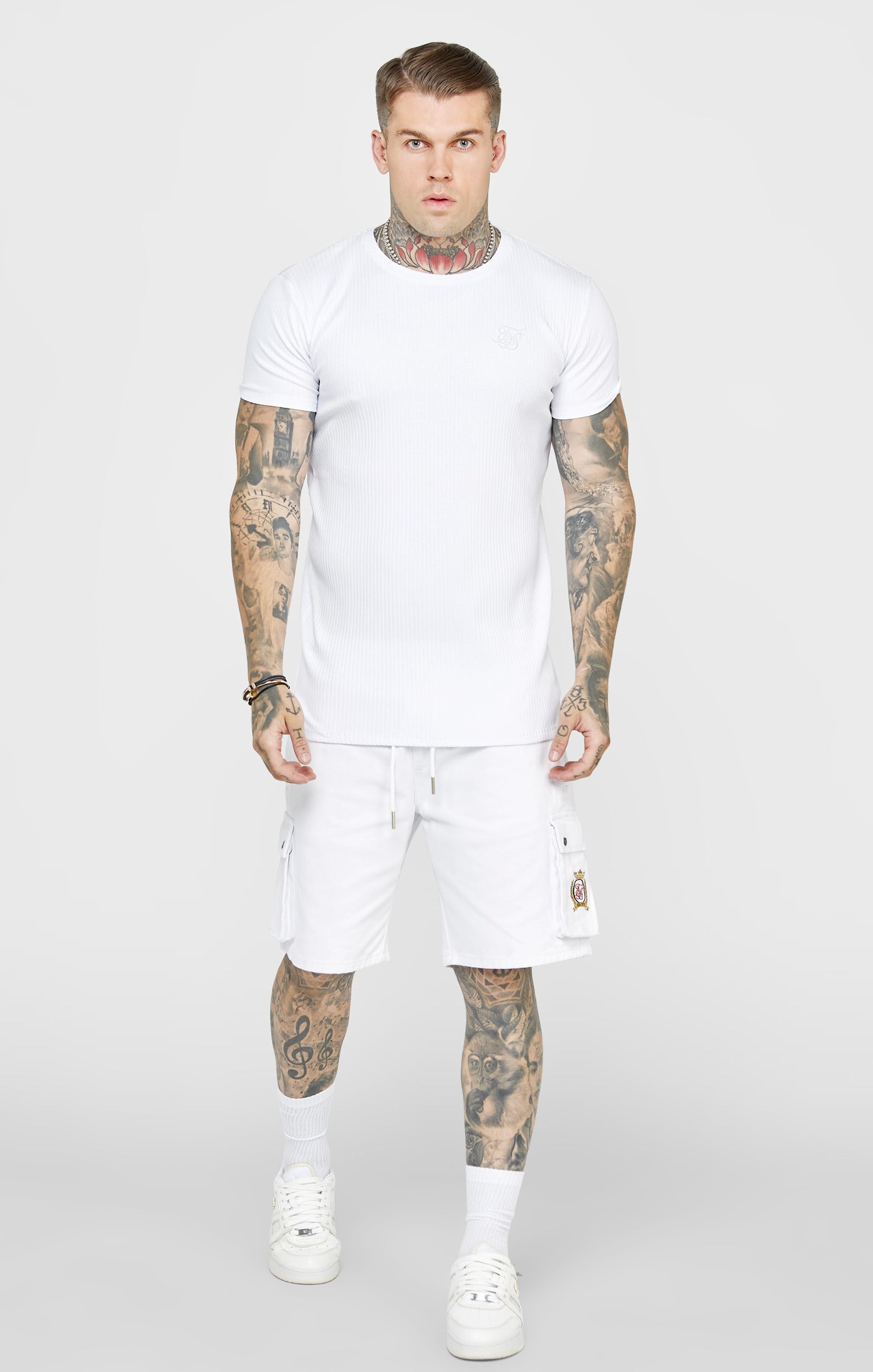 Laad de afbeelding in de Galerij viewer, Camiseta de Punto Acanalado Blanco (2)