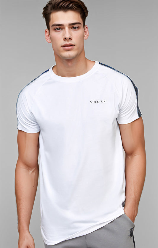 Camiseta Muscle Fit con Mangas Raglán y Banda Blanca