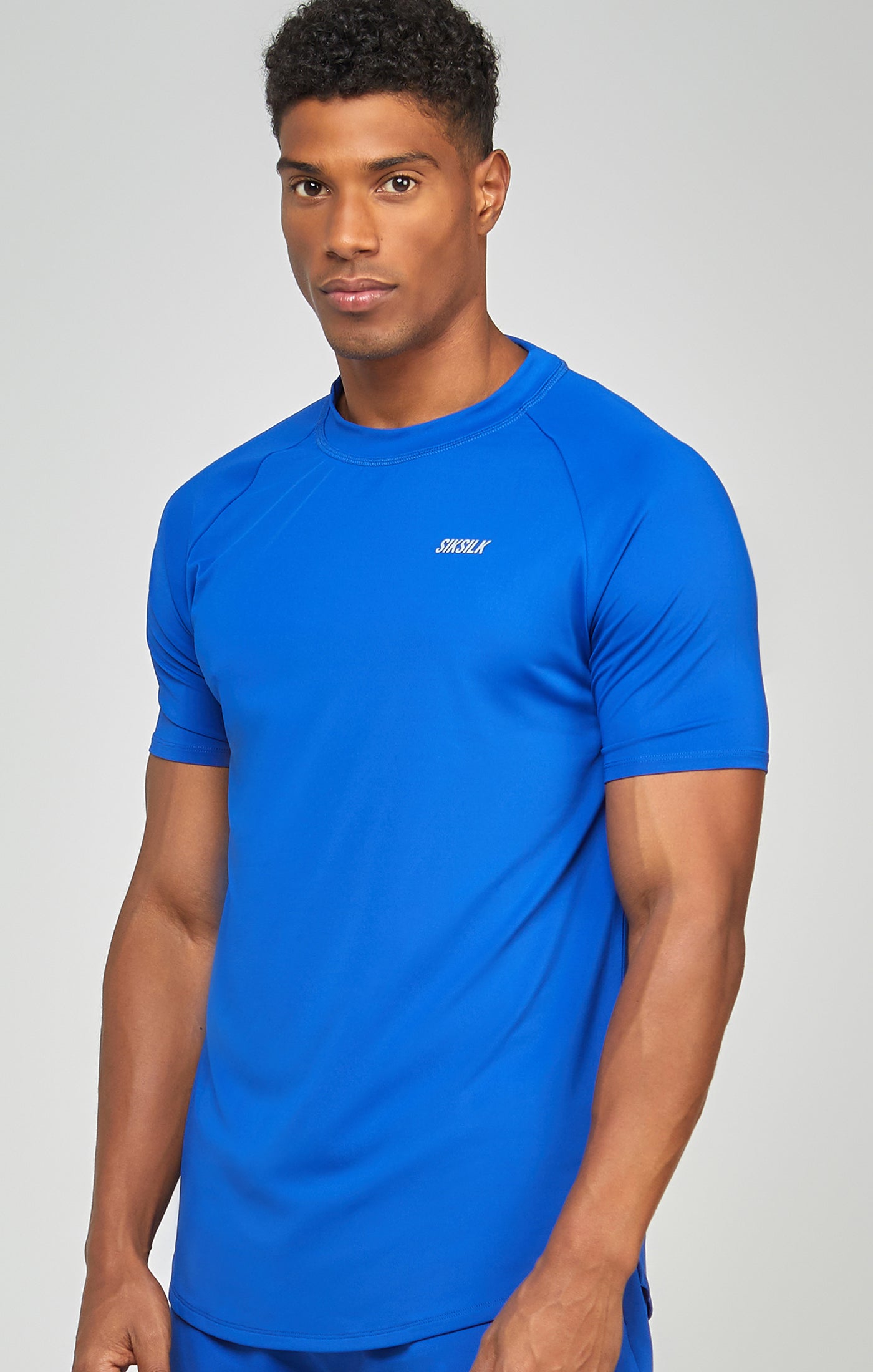 Laad de afbeelding in de Galerij viewer, Blue Sports Curved Hem Muscle Fit T-Shirt