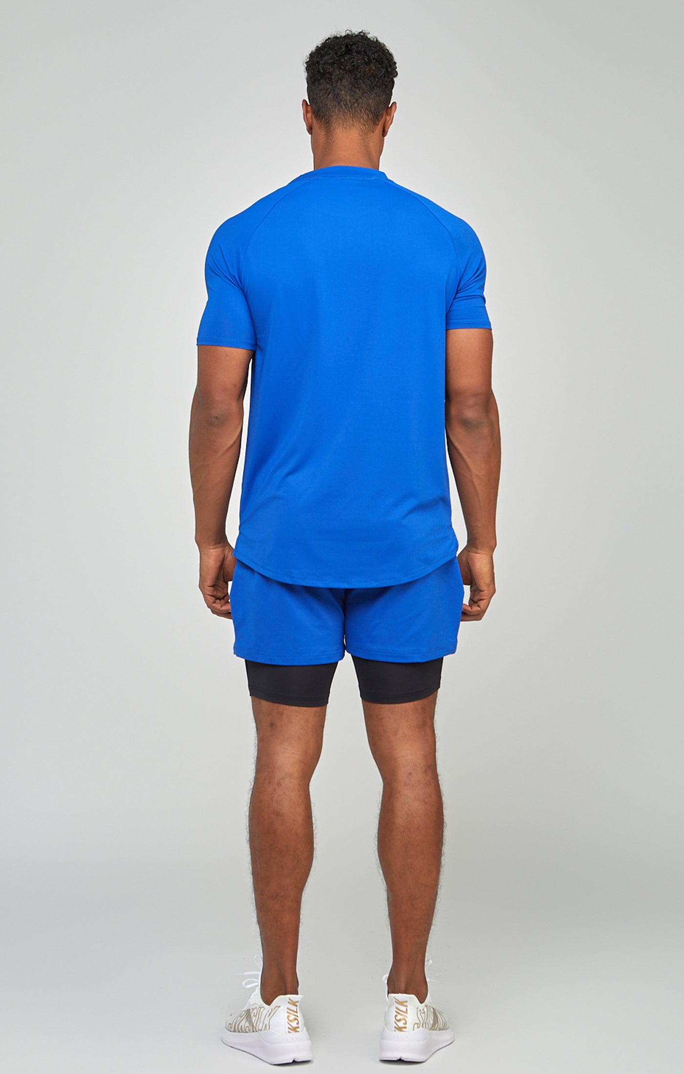 Laad de afbeelding in de Galerij viewer, Blue Sports Curved Hem Muscle Fit T-Shirt (4)