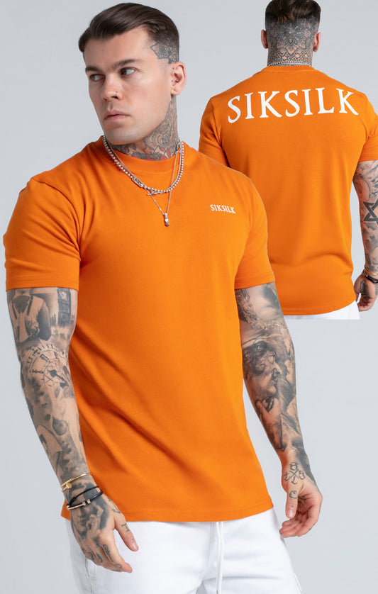 Camiseta Holgada con Logotipo Estampado Naranja