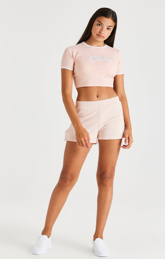 SikSilk Towelling Popper Shorts - Pink