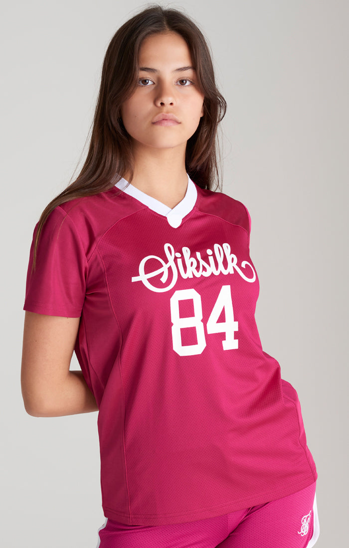 Laad de afbeelding in de Galerij viewer, Camiseta Corta de Fútbol Americano Retro Rosa para Niña