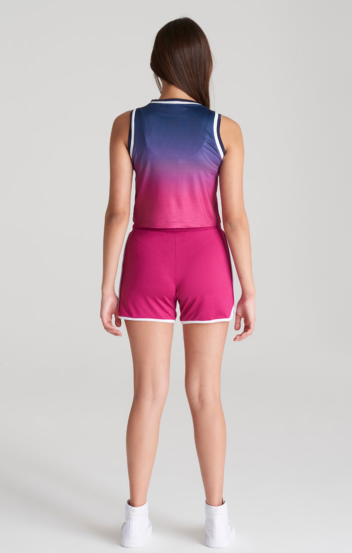 Laad de afbeelding in de Galerij viewer, Camiseta corta de baloncesto SikSilk de malla - Azul marino y rosa (4)