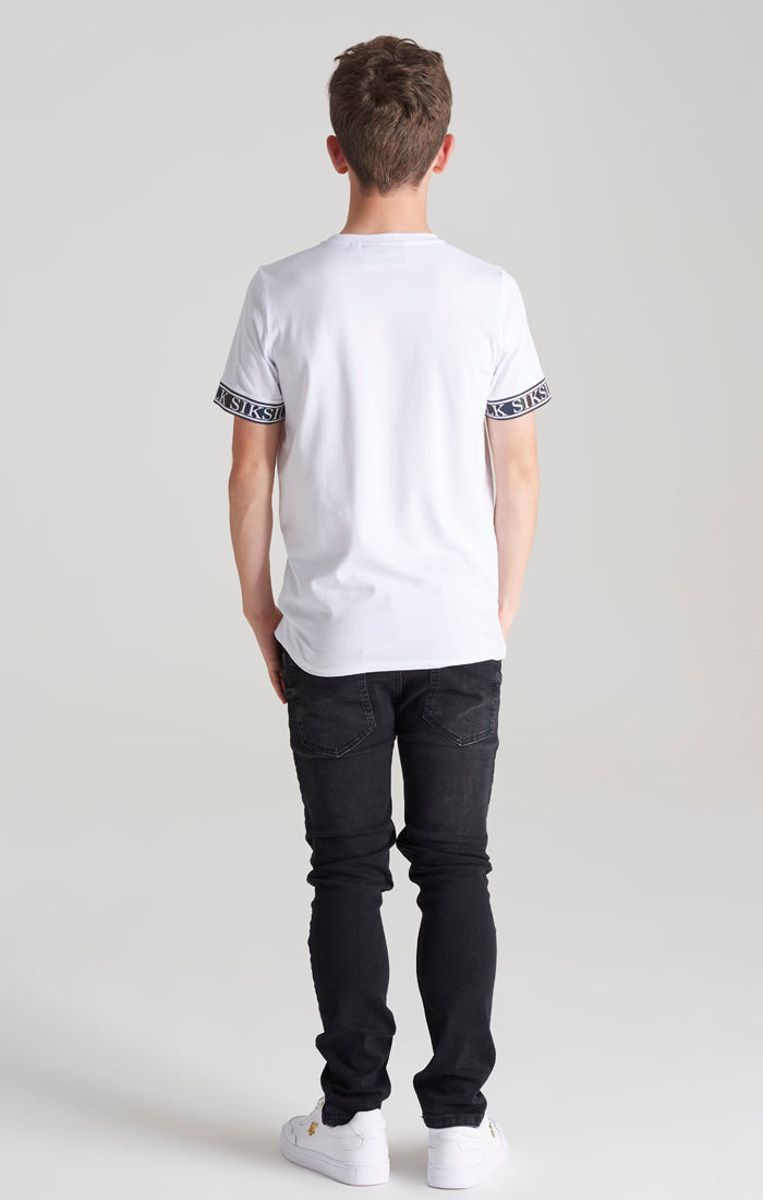 Laad de afbeelding in de Galerij viewer, Boys White Iridescent Taped T-Shirt (4)