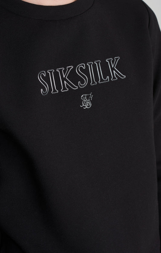 Jersey SikSilk de cuello redondo con borreguito - Negro