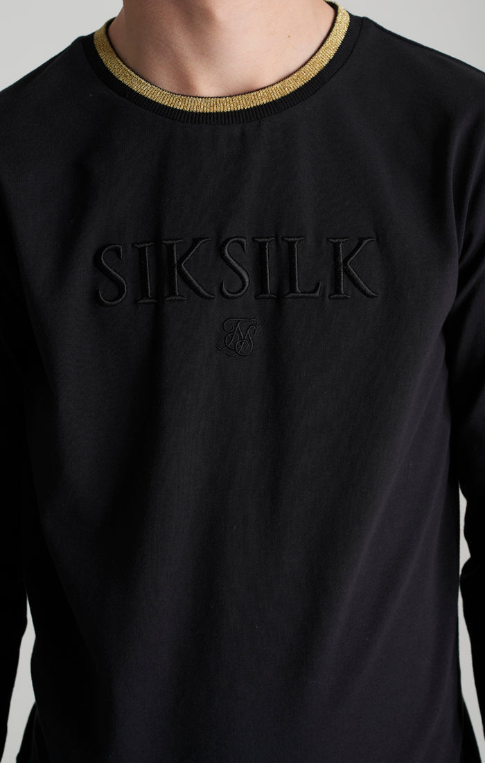 Laad de afbeelding in de Galerij viewer, Camiseta SikSilk lúrex de manga larga - Negro y Dorado (2)