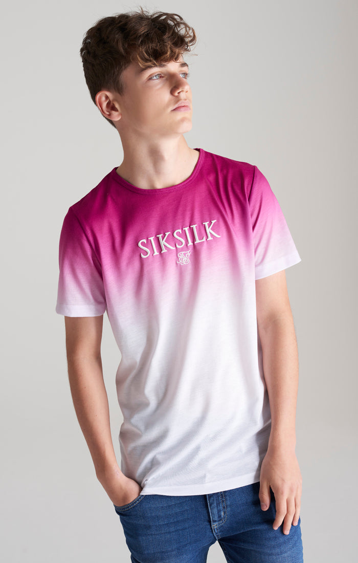 Laad de afbeelding in de Galerij viewer, Camiseta SikSilk con degradado en los hombros - Rosa y blanco