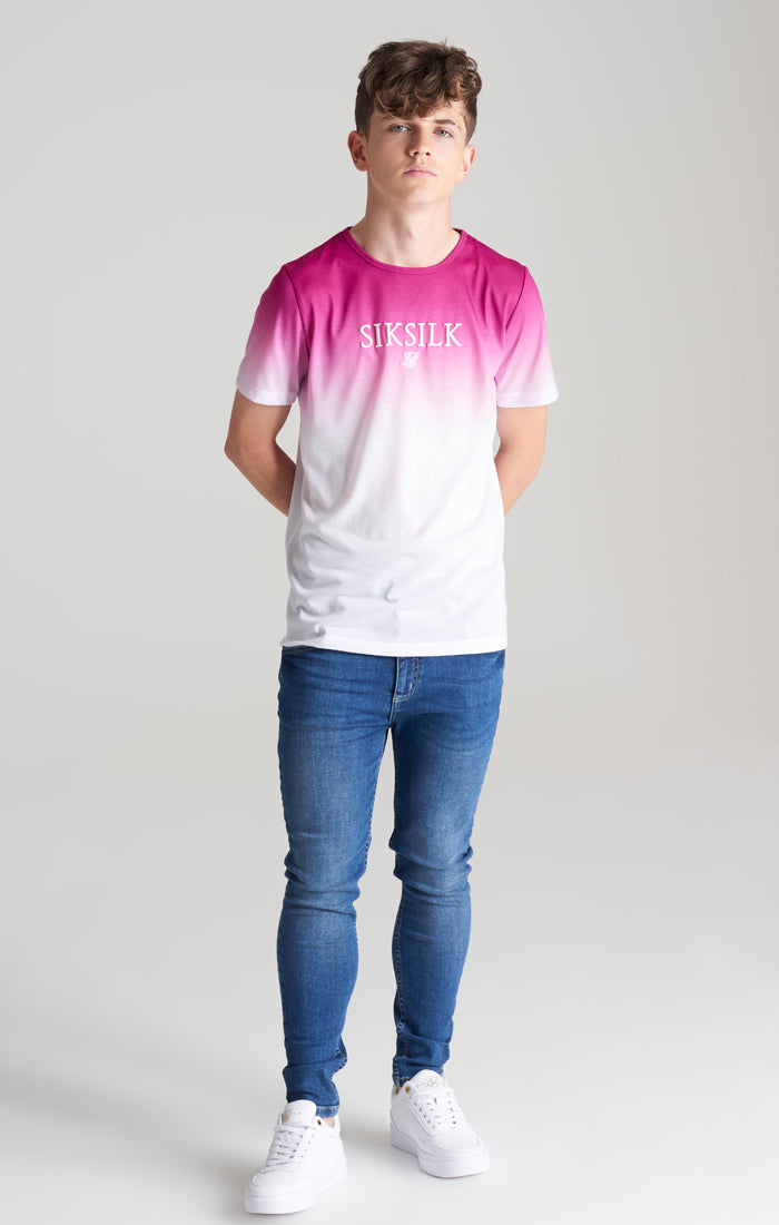 Laad de afbeelding in de Galerij viewer, Camiseta SikSilk con degradado en los hombros - Rosa y blanco (2)