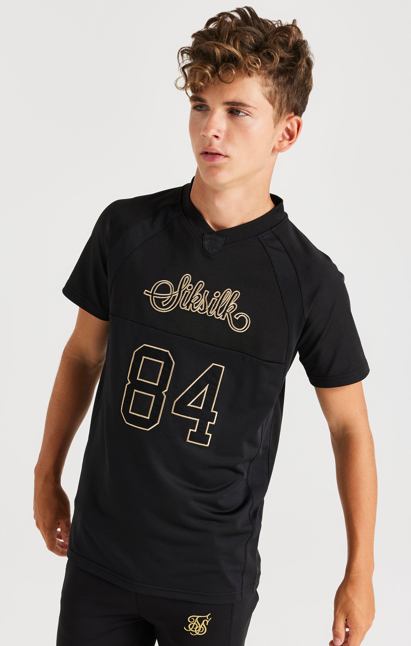 Laad de afbeelding in de Galerij viewer, Boys Black Retro Sports T-Shirt