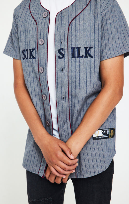 Jersey de beisbol Messi X SikSilk - Gris jaspeado, burdeos y azul marino