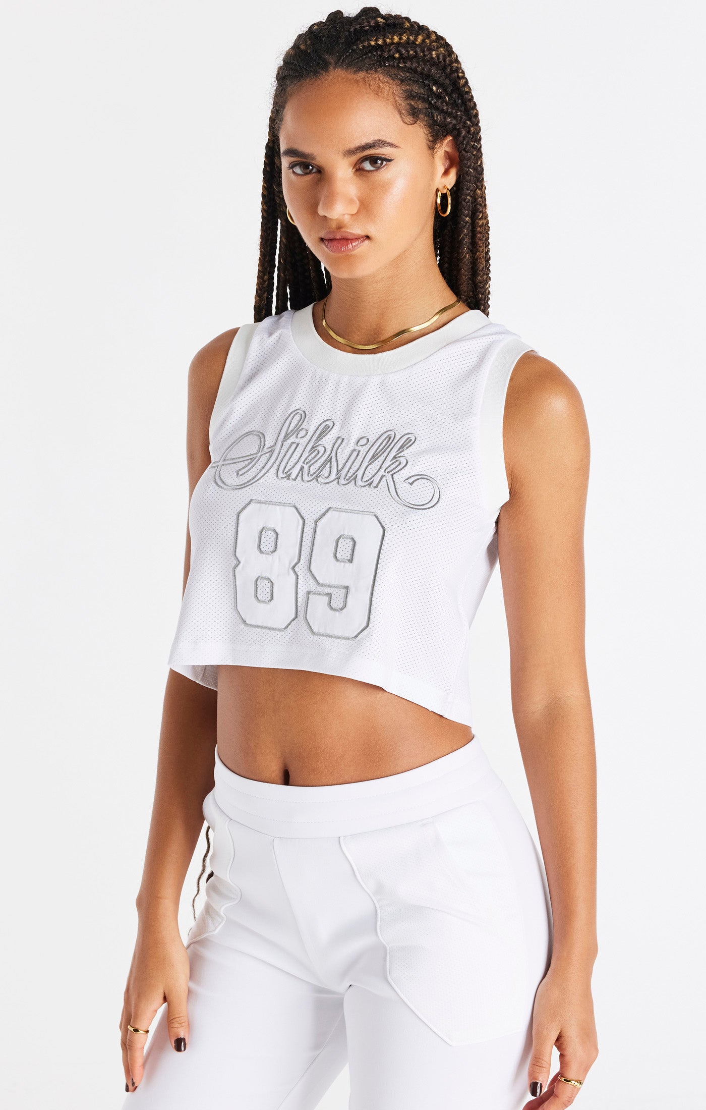 Laad de afbeelding in de Galerij viewer, Camiseta de Tirantes de Baloncesto SikSilk - Blanca