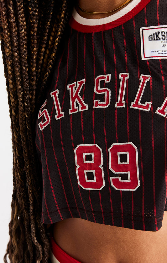 Camiseta de Tirantes Corta de Béisbol SikSilk - Roja y Negra