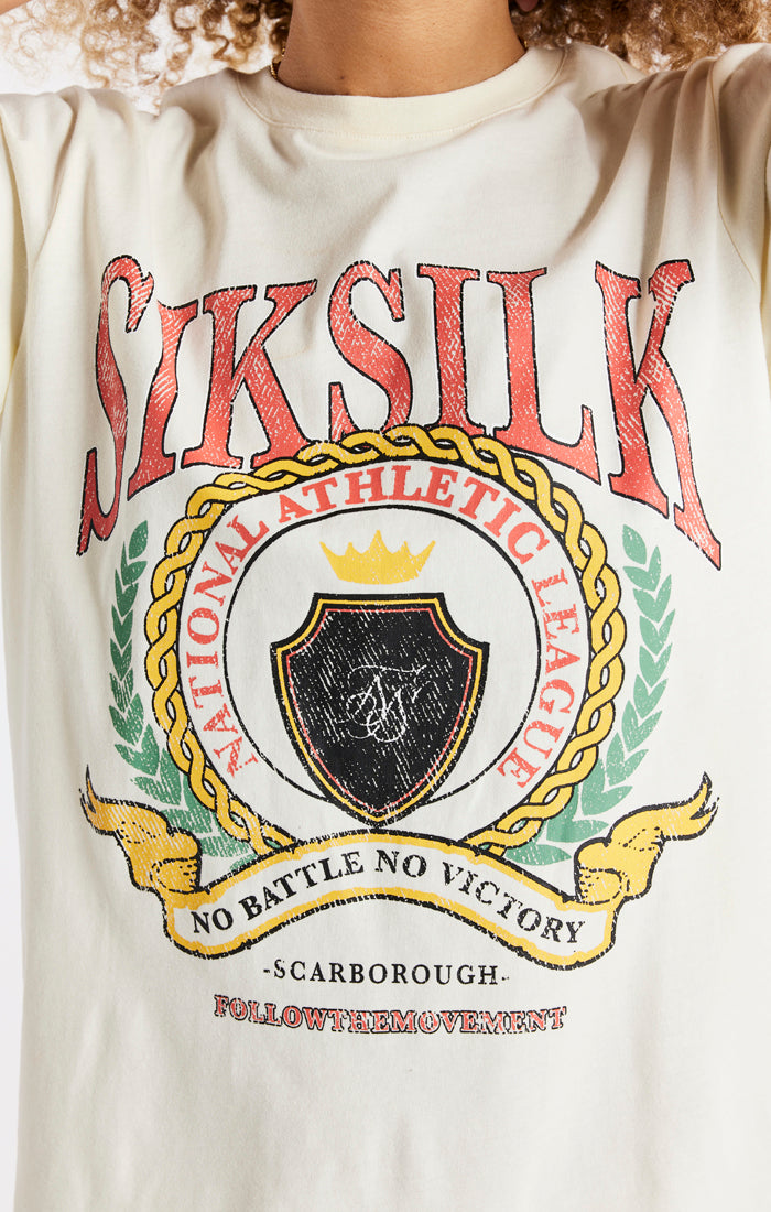 Laad de afbeelding in de Galerij viewer, SikSilk Varsity T-Shirt Dress - Ecru (2)
