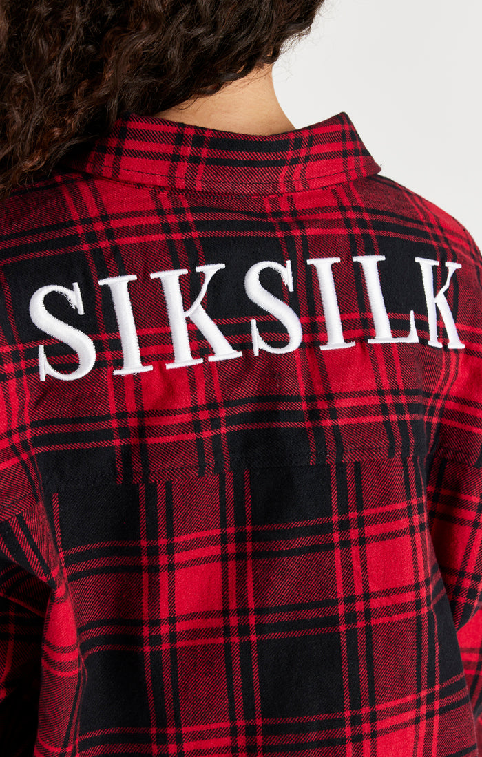 Laad de afbeelding in de Galerij viewer, SikSilk Oversized Check Shirt - Red (1)