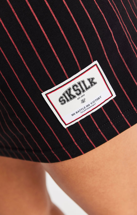 Vestido camisero de béisbol SikSilk - Negro y rojo