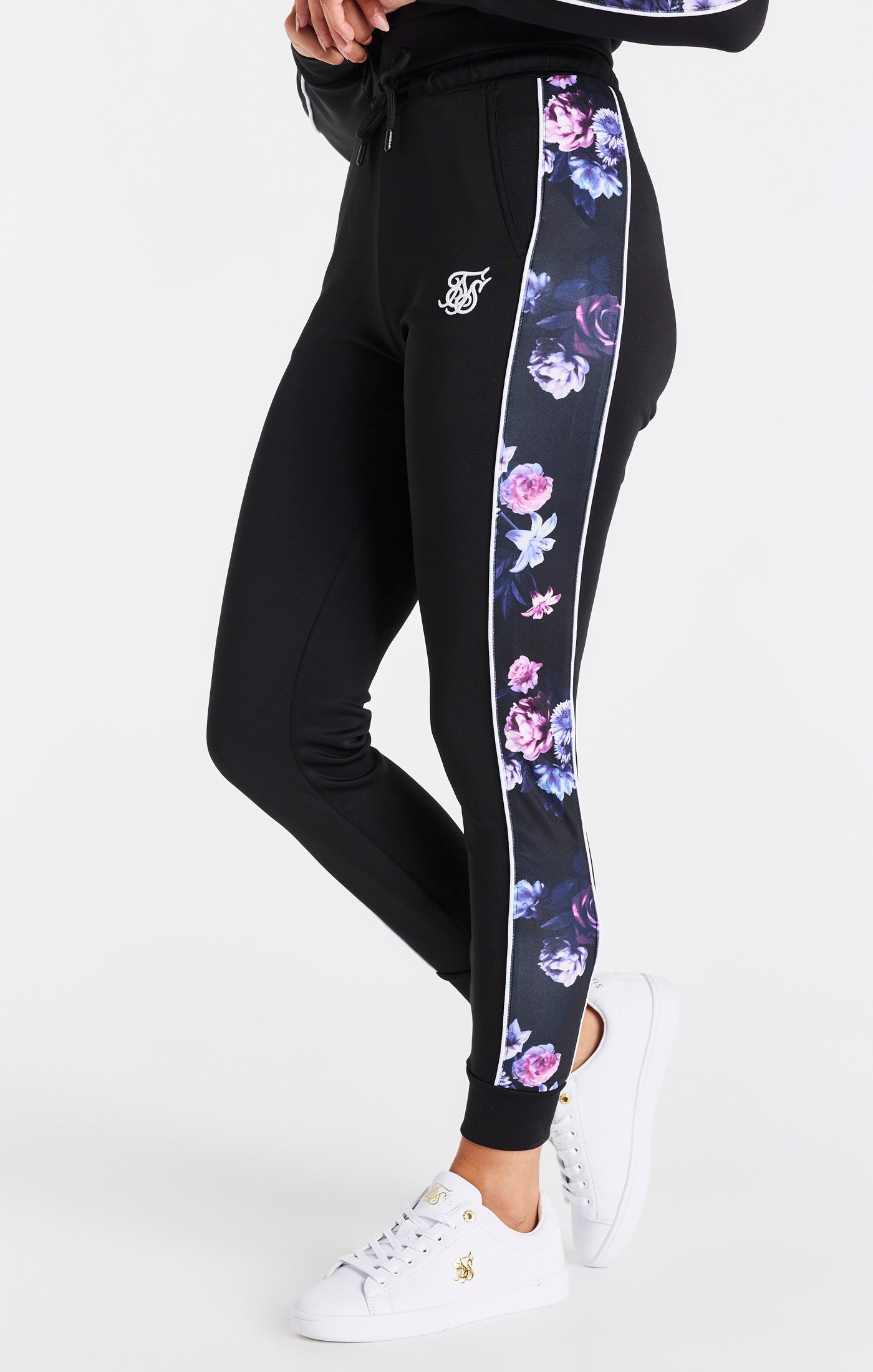 Laad de afbeelding in de Galerij viewer, SikSilk Floral Luxe Track Pants - Black