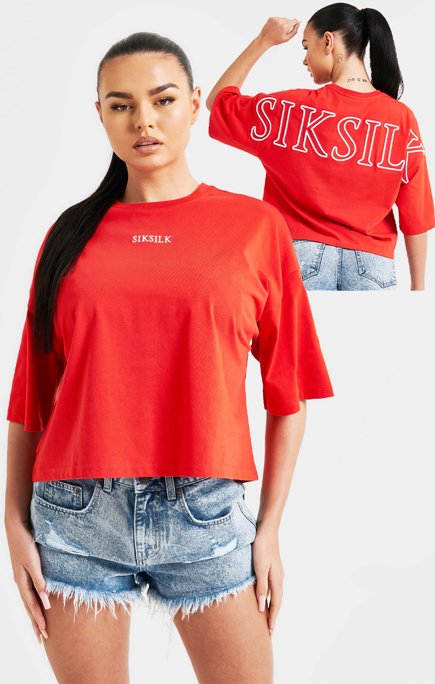 Laad de afbeelding in de Galerij viewer, Red Branded Crop T-Shirt (1)